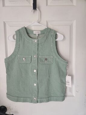 Free Assembly Women's Size Xs Button Front Sleeveless Denim Top
